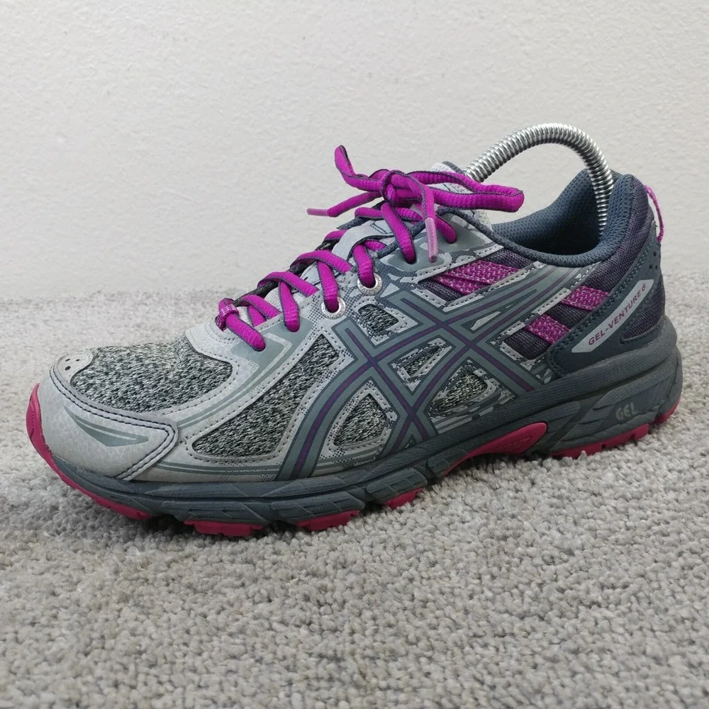 ASICS Gel Venture 6 Womens Size 9 Running Shoes Gray Purple Sneakers T7G6N
